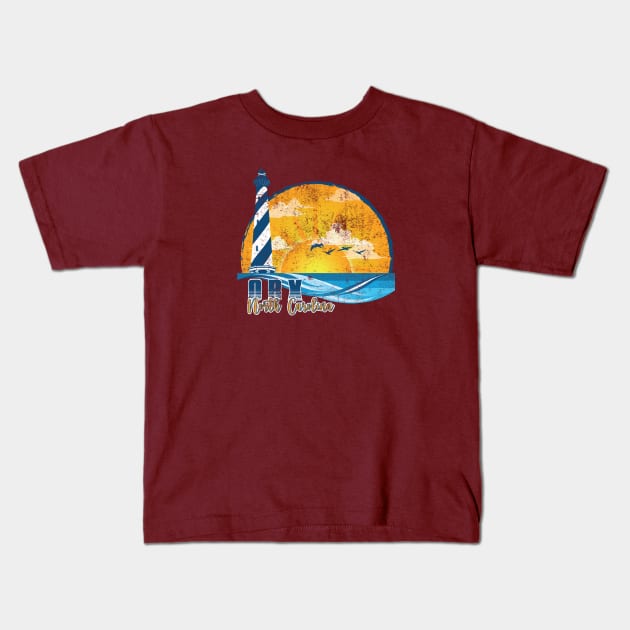 OBX Sunset Distressed Kids T-Shirt by YOPD Artist